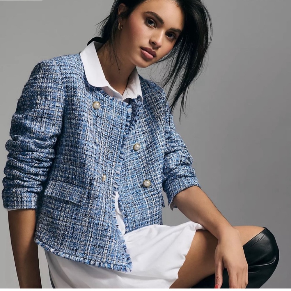 Anthropologie MAEVE Double Breasted Tweed Jacket Women’s Size 4